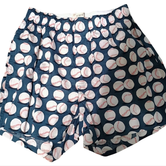 J. Crew Other - NWOT J. Crew Navy White Baseball Print Cotton Boxers Unisex Size Small